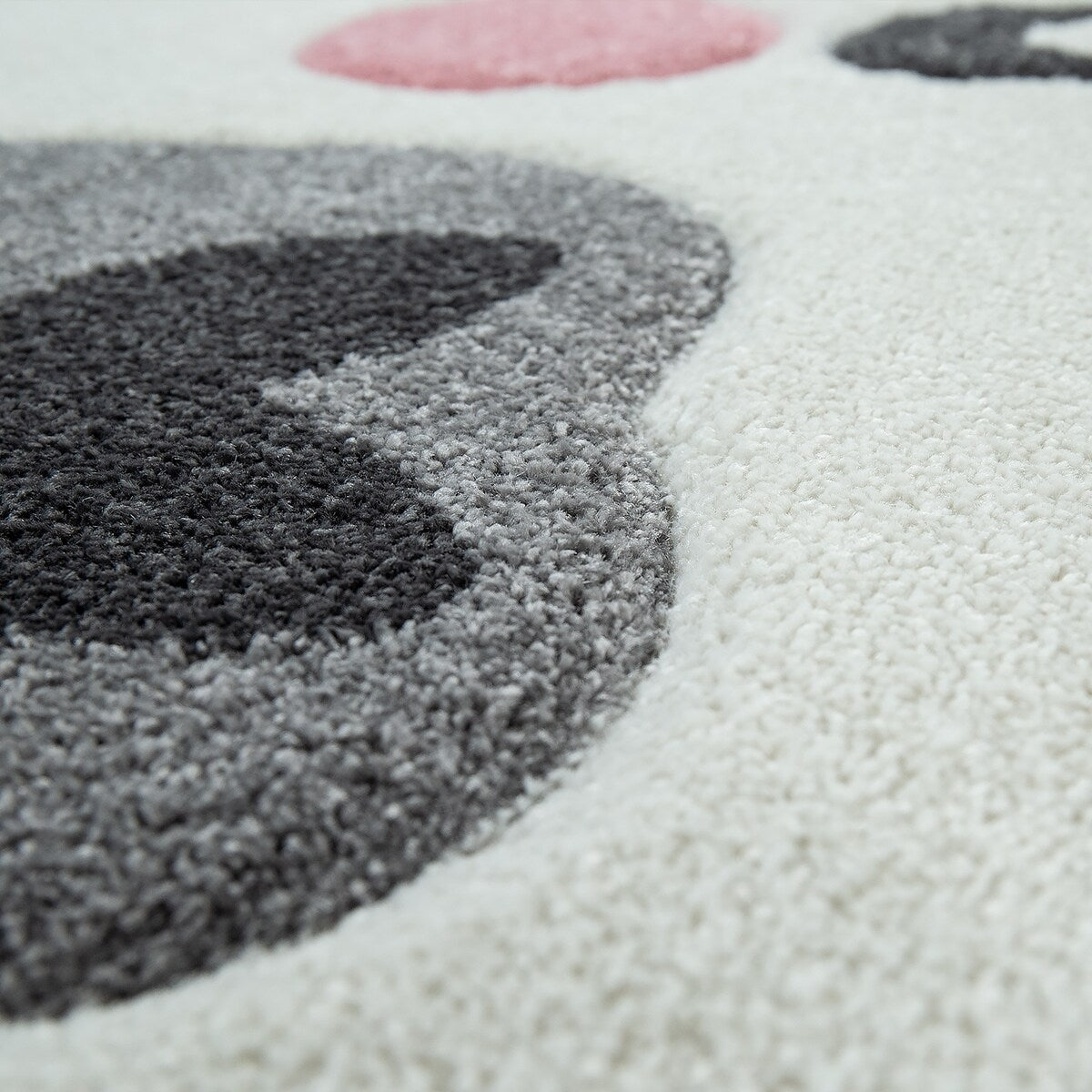 Cute Kids Rug with happy Llama for Nursery in Pink White and Grey