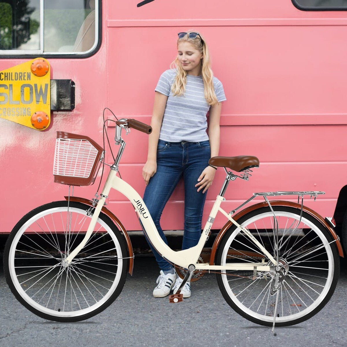 Cycling 26 Inch Classic Bicycle Retro Bicycle Beach Cruiser Bicycle Retro Bicycle