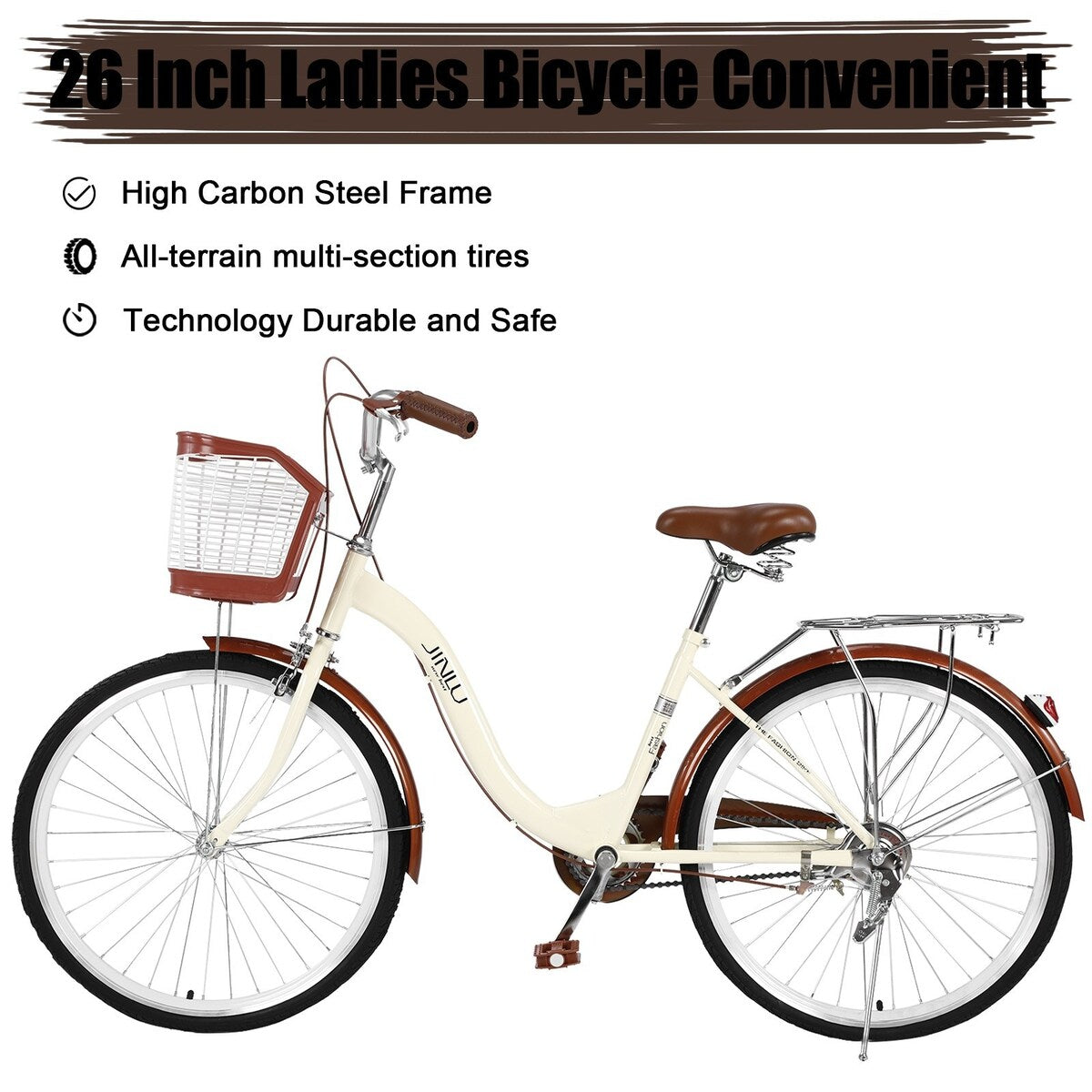 Cycling 26 Inch Classic Bicycle Retro Bicycle Beach Cruiser Bicycle Retro Bicycle