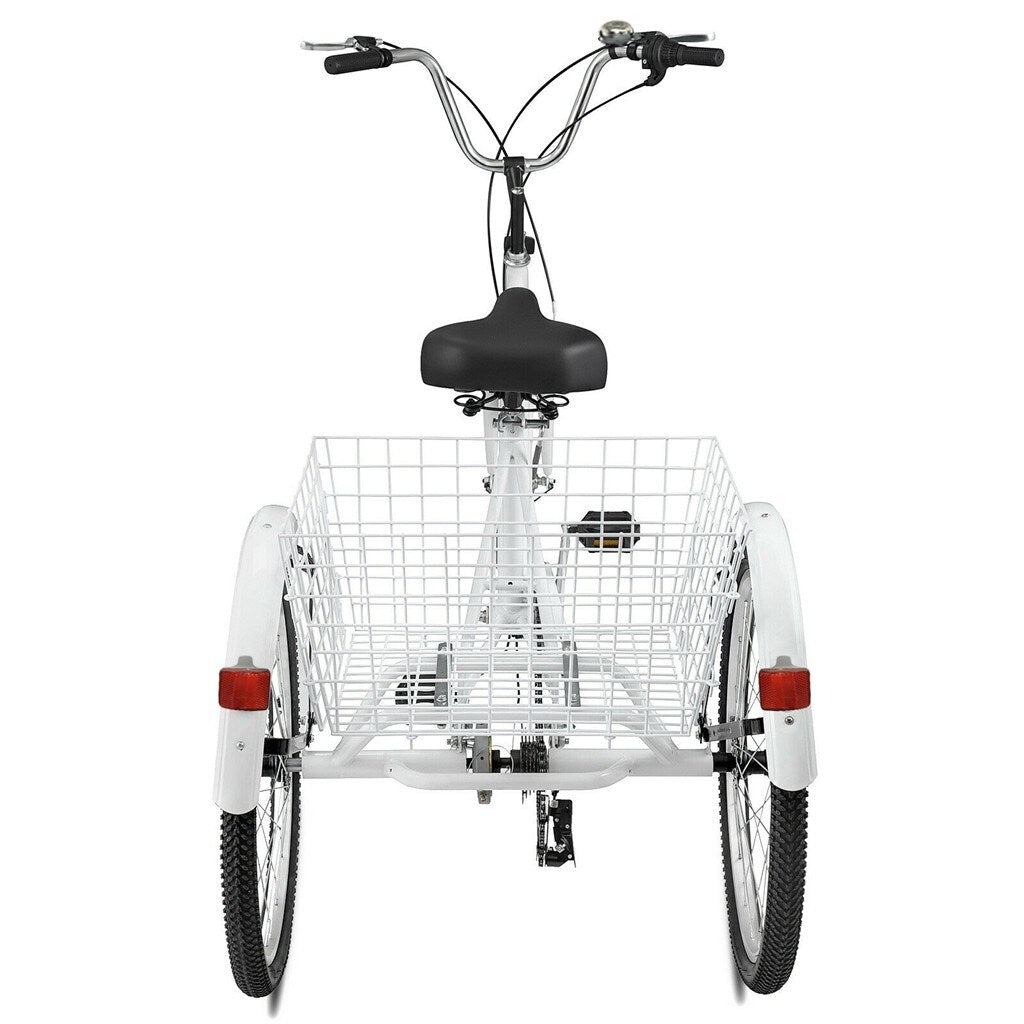 Cycling Adult Tricycle 1/7 Speed 3 Wheel For Shopping W/ Installation Tools