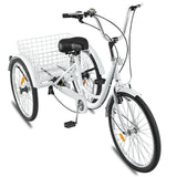 Cycling Adult Tricycle 1/7 Speed 3 Wheel For Shopping W/ Installation Tools