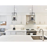 Black Island Pendant Lighting Cylinder Lantern Chandelier 3 Light, Modern LED Hanging Ceiling Light