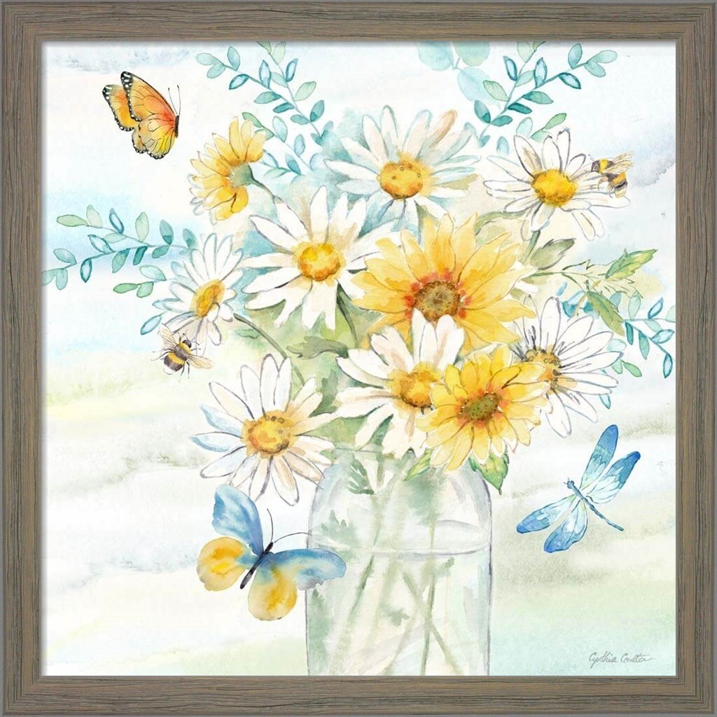 Cynthia Coulter 'Daisy Days clean' Framed Art (Set of 2)