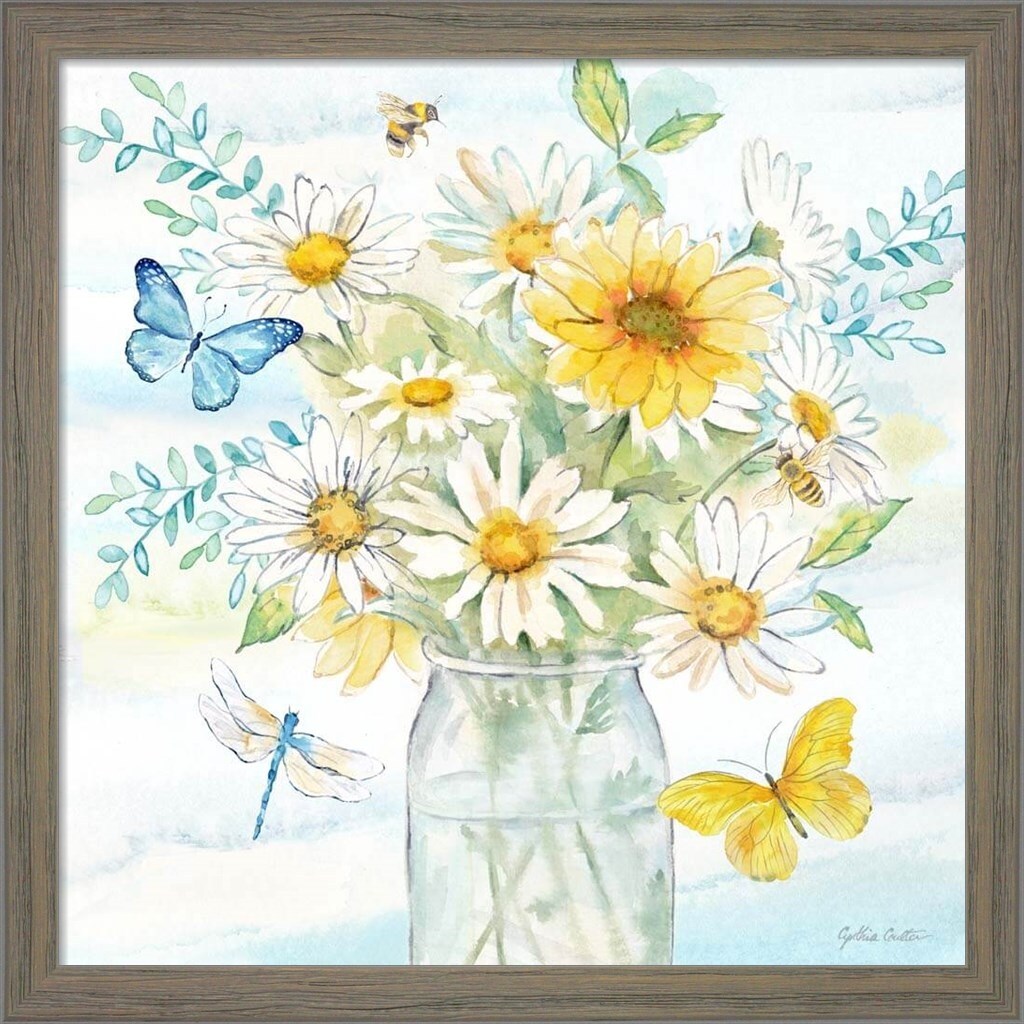 Cynthia Coulter 'Daisy Days clean' Framed Art (Set of 2)