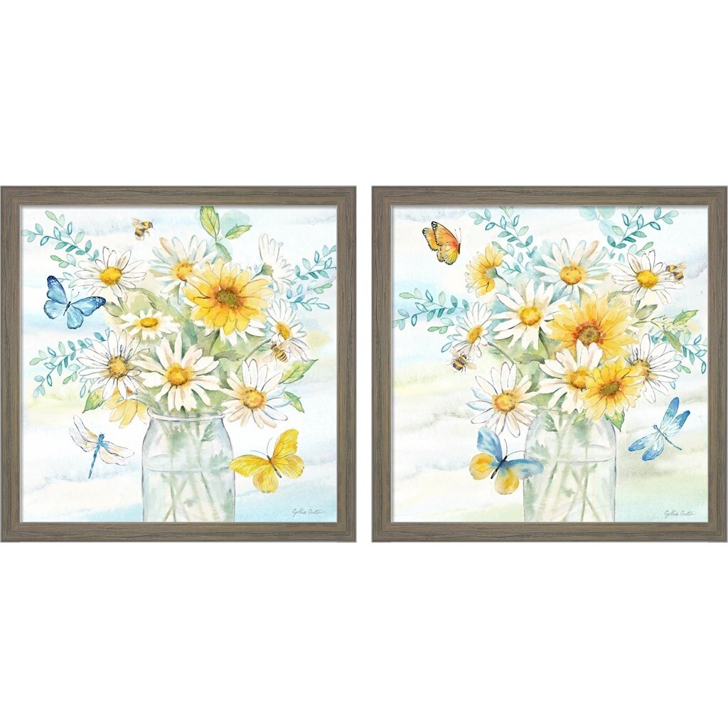 Cynthia Coulter 'Daisy Days clean' Framed Art (Set of 2)