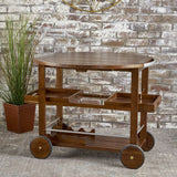 Cynthia Farmhouse Cottage Acacia Wood Bar Cart with Drop Leaf by Christopher Knight Home