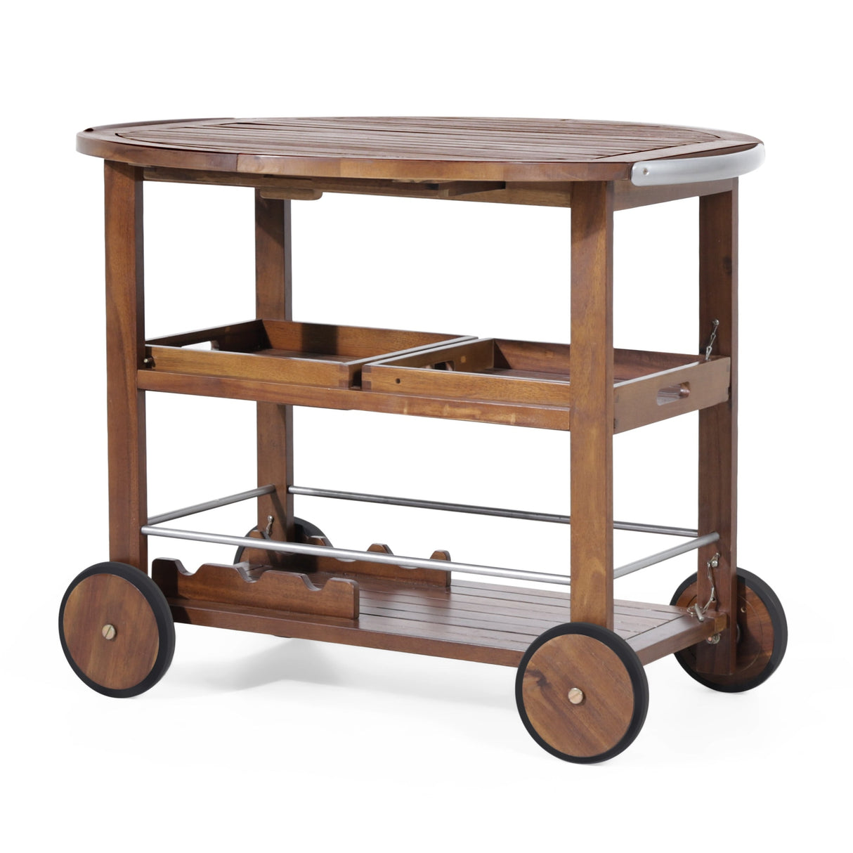 Cynthia Farmhouse Cottage Acacia Wood Bar Cart with Drop Leaf by Christopher Knight Home
