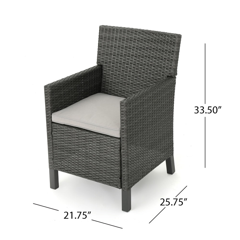 Cypress Outdoor 3-Piece Round Wicker Bistro Chat Set with Umbrella Hole & Cushions by Christopher Knight Home