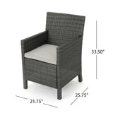 Cypress Outdoor 3-Piece Round Wicker Bistro Chat Set with Umbrella Hole & Cushions by Christopher Knight Home