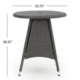 Cypress Outdoor 3-Piece Round Wicker Bistro Chat Set with Umbrella Hole & Cushions by Christopher Knight Home