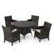 Cypress Outdoor 5-piece Round Wicker Dining Set with Cushions & Umbrella Hole by Christopher Knight Home