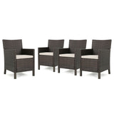 Cypress Outdoor Wicker Dining Chair with Cushions (Set of 4) by Christopher Knight Home