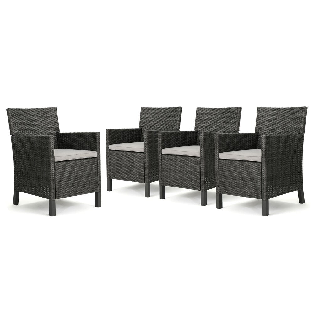 Cypress Outdoor Wicker Dining Chair with Cushions (Set of 4) by Christopher Knight Home
