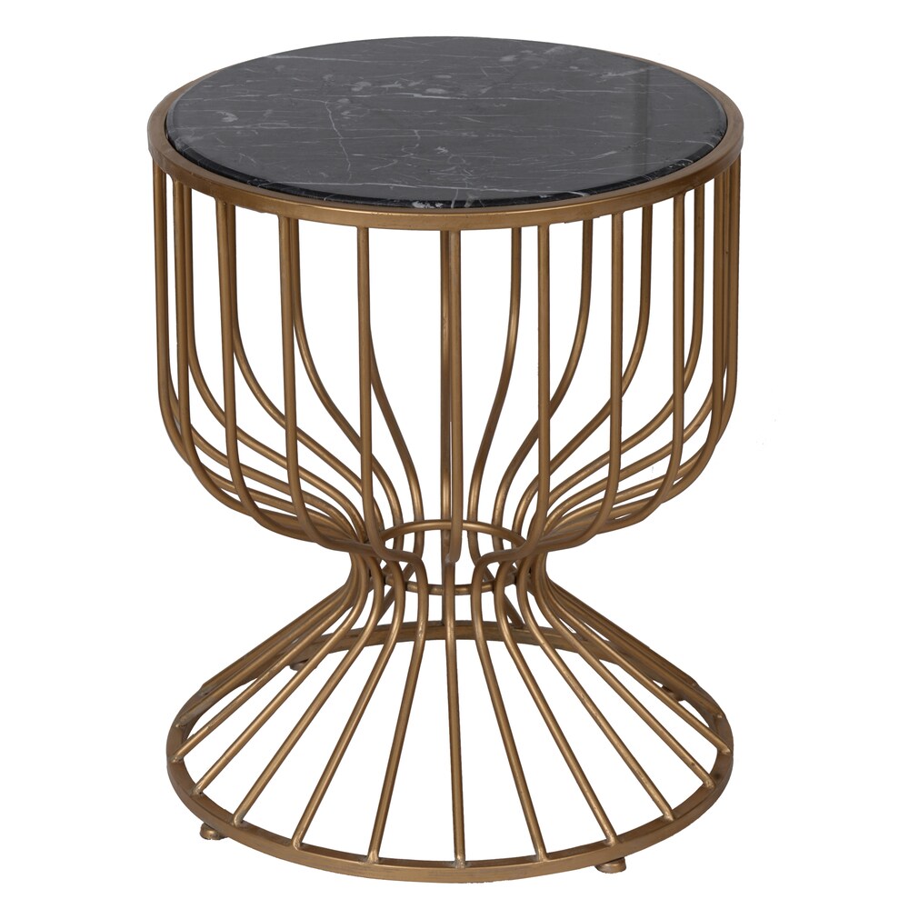 Gold-tone Metal/Natural/Stone Germain Table