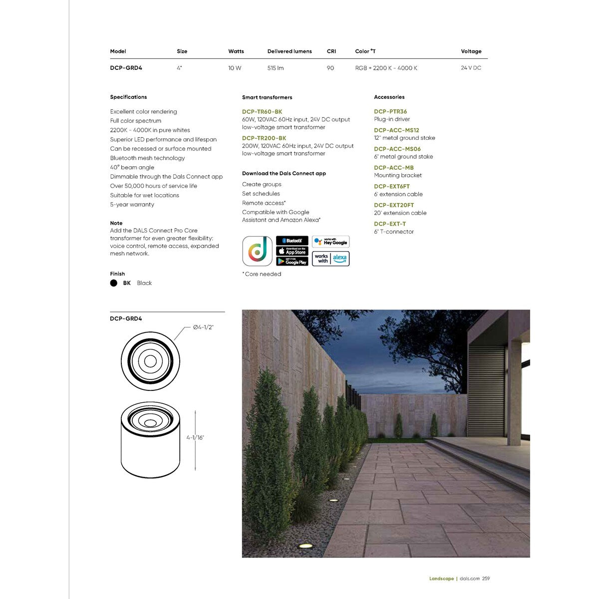 DALS Connect Pro Gravity Smart Recessed In Ground LED Light - 4.5 Inch