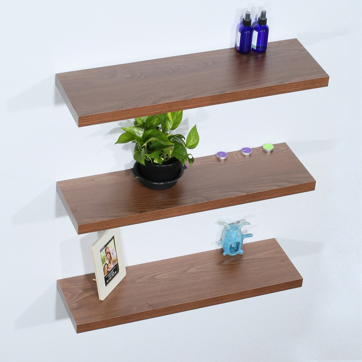 DAVEE Set of 3 JD Walnut Floating Shelves - 31.5*9.25*1.5 inches - 31.5*9.25*1.5 inches