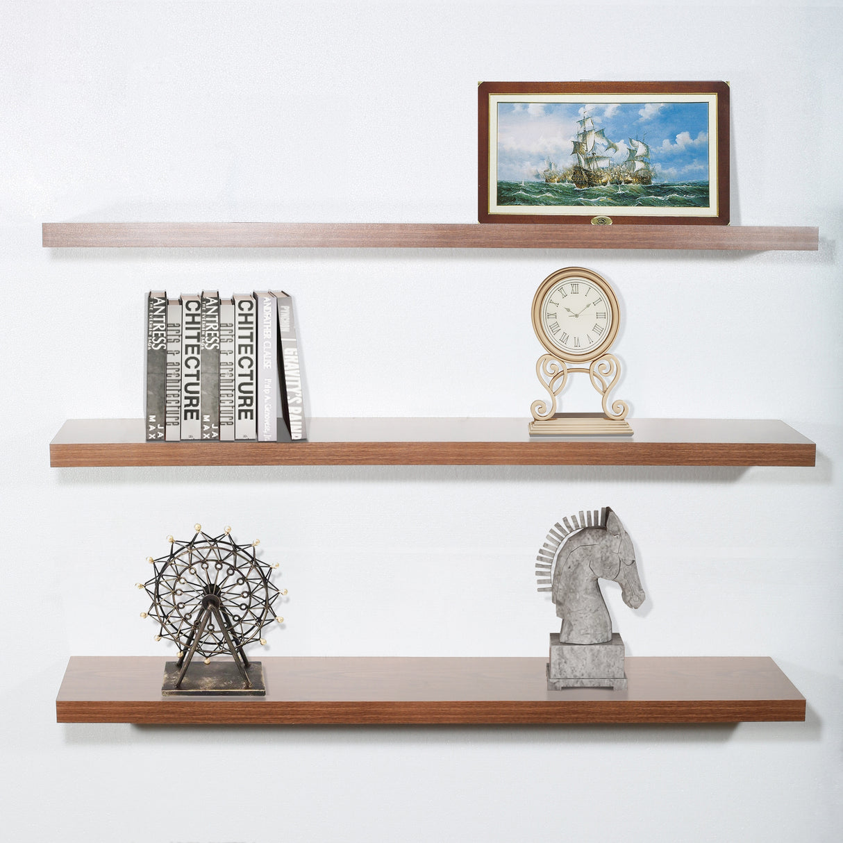 DAVEE Set of 3 JD Walnut Floating Shelves - 47.25*9.25*1.5 inches - 47.25*9.25*1.5 inches