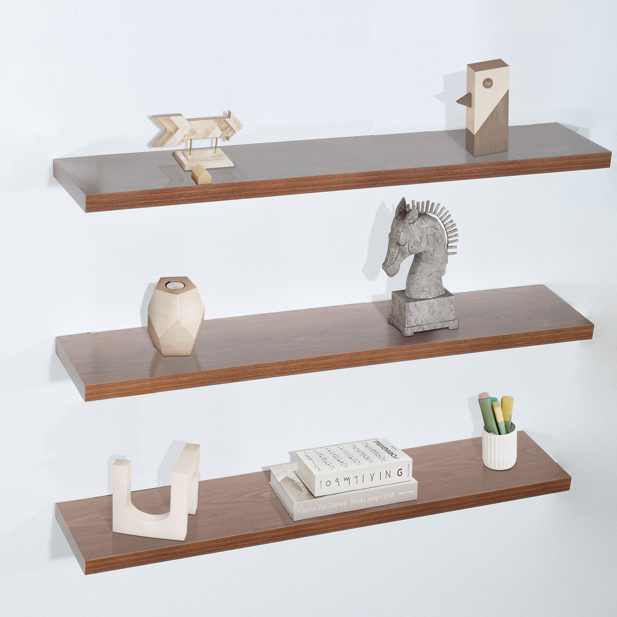 DAVEE Set of 3 JD Walnut Floating Shelves - 47.25*9.25*1.5 inches - 47.25*9.25*1.5 inches