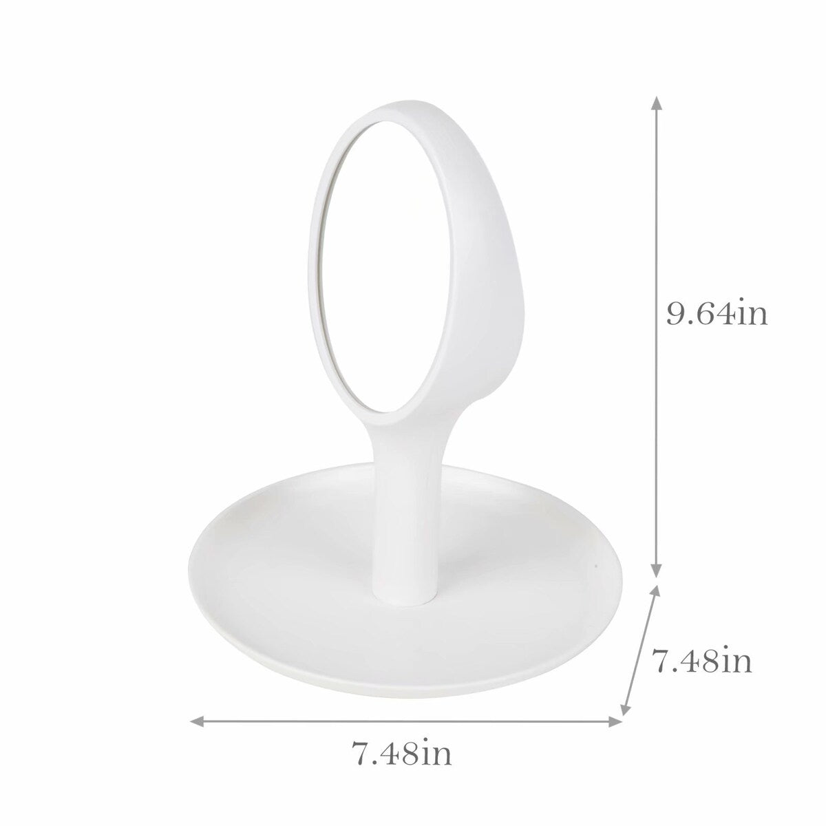 DCP Double Sided Vanity Tabletop Mirror 1X & 2X Magnifying Makeup Mirror with Storage Tray, White - 7.48*7.48*9.6in