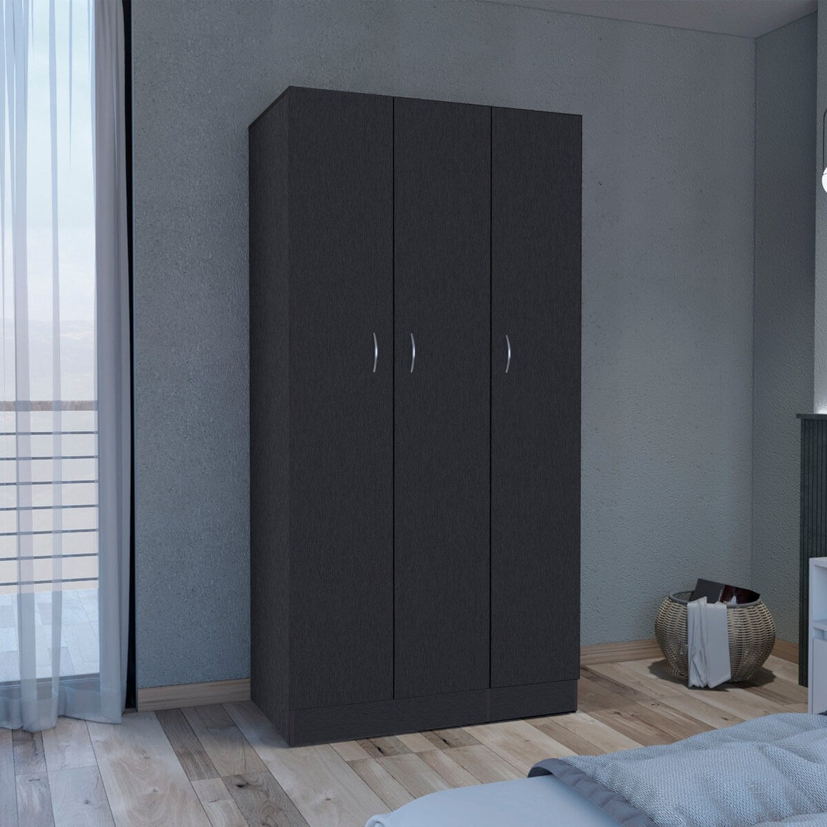 DEPOT E-SHOP Westbury Wardrobe Armoire with 3-Doors and 2-Inner Drawers, White