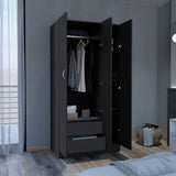 DEPOT E-SHOP Westbury Wardrobe Armoire with 3-Doors and 2-Inner Drawers, White