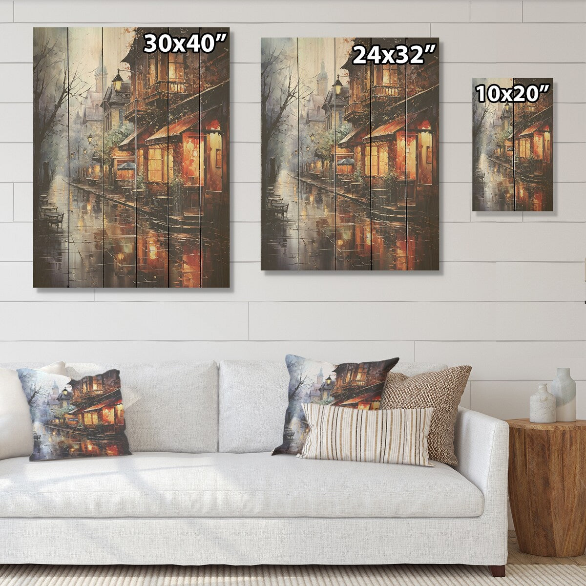 DESIGN ART "1950S Street In Paris Impression" Paris Wood Wall Decor - Traditional Brown Wood Panel On Natural Pine Wood