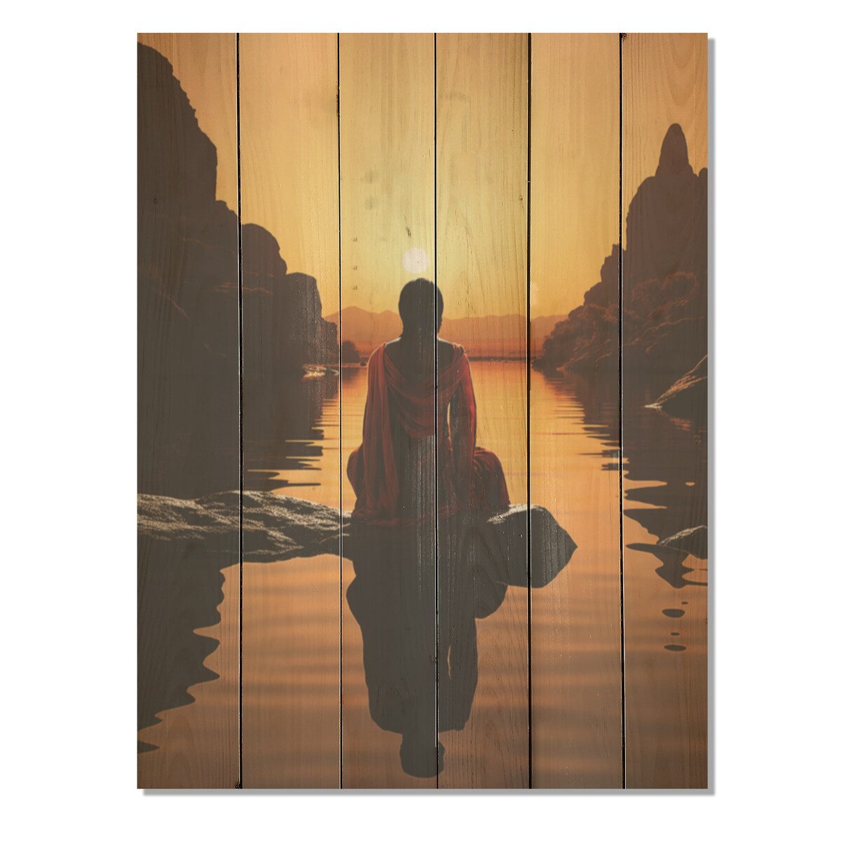 DESIGN ART "African Tribes Himba Reflections" African Tribes Wood Wall Decor - Global Wood Panel On Natural Pine Wood