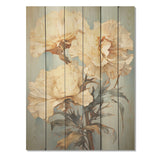 DESIGN ART "Beige Carnations On Blue" Carnations Wood Wall Decor - Traditional Beige Wood Panel On Natural Pine Wood