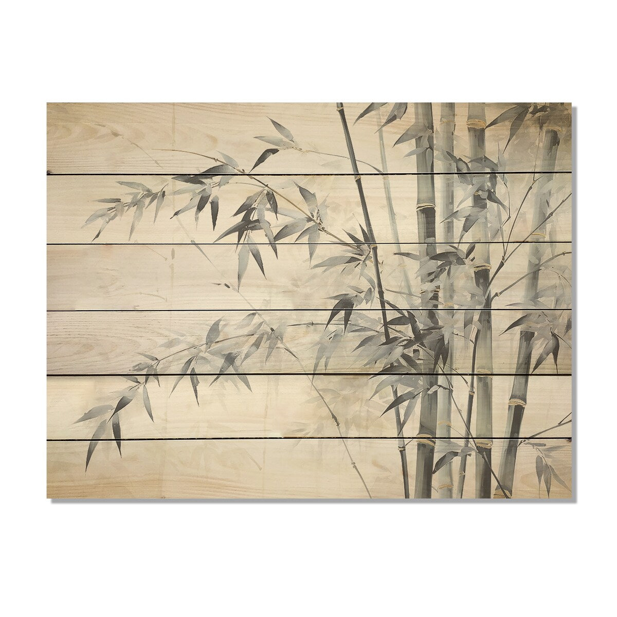 DESIGN ART "Black And White Wild Bamboo" Bamboo Wood Wall Decor - Traditional Black Wood Panel On Natural Pine Wood