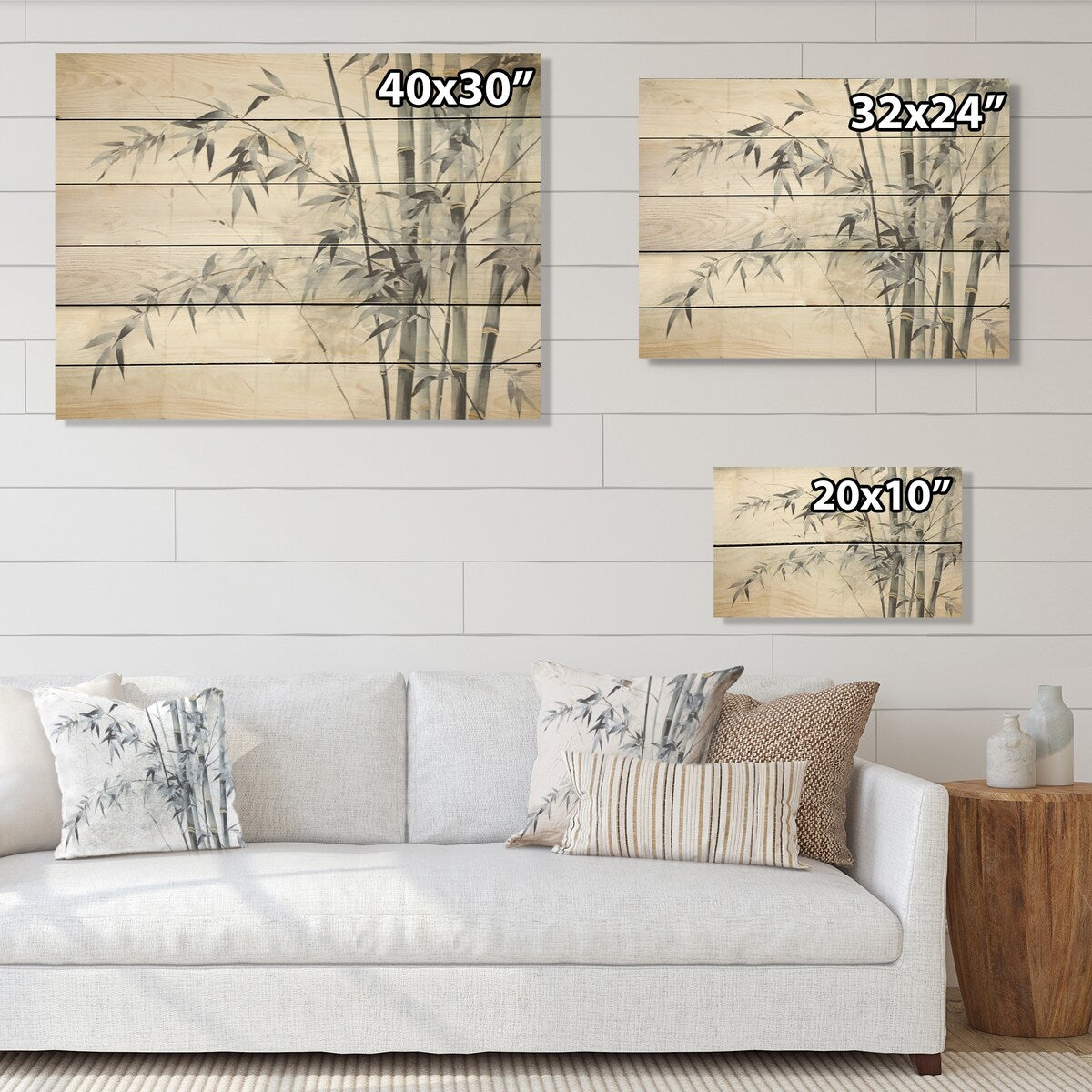 DESIGN ART "Black And White Wild Bamboo" Bamboo Wood Wall Decor - Traditional Black Wood Panel On Natural Pine Wood