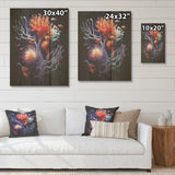 DESIGN ART "Colorful Pruple And Black Coral Expression" Coastal Coral Under Water Wood Panel On Natural Pine Wood
