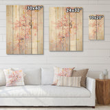 DESIGN ART "Contemporary Cherry Blossom Bold Stripes" Cherry Wood Wall Art Traditional Wood Panel On Natural Pine Wood