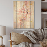 DESIGN ART "Contemporary Cherry Blossom Bold Stripes" Cherry Wood Wall Art Traditional Wood Panel On Natural Pine Wood