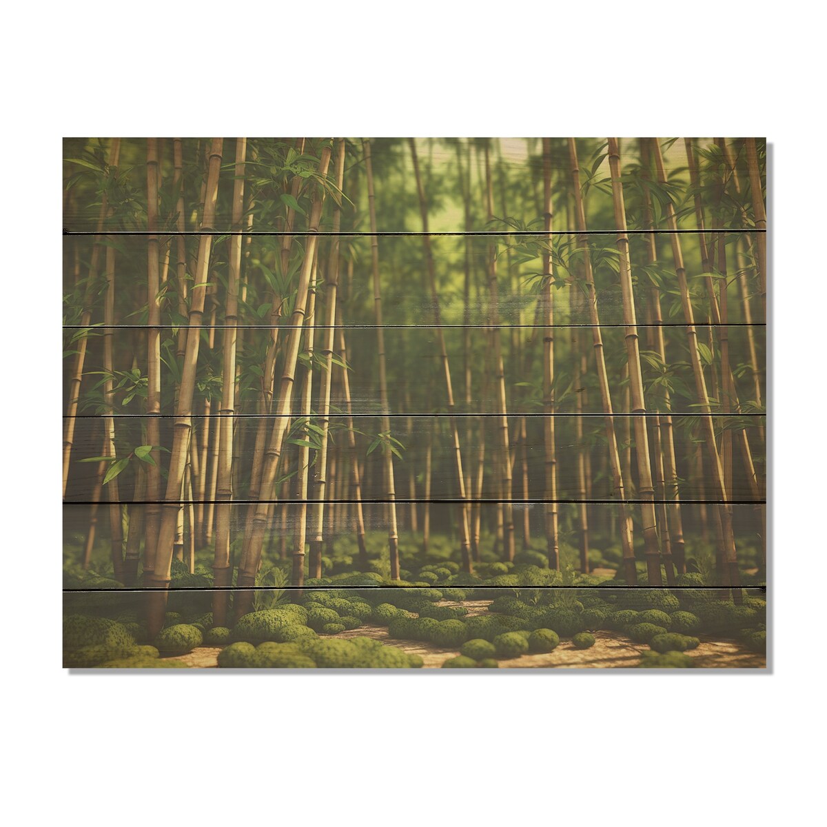 DESIGN ART "Dynamic Light Bamboo Grove" Bamboo Wood Wall Decor - Traditional Green Wood Panel On Natural Pine Wood