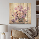 DESIGN ART "Elegant Geometry Purple Bouquet I" Bouquet Wood Wall Decor - Traditional Wood Panel On Natural Pine Wood