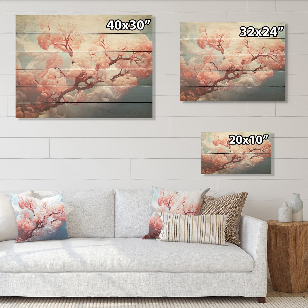 DESIGN ART "Pink Sea Whip Elegance" Coastal Coral Under Water Wall Art Pink Wood Panel On Natural Pine Wood
