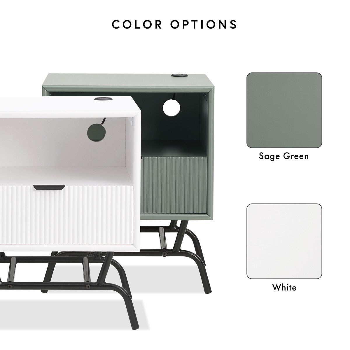 DH BASIC 2-Piece Modern Coffee Table and End Table Set with 3D Wave Accented Drawers by Denhour