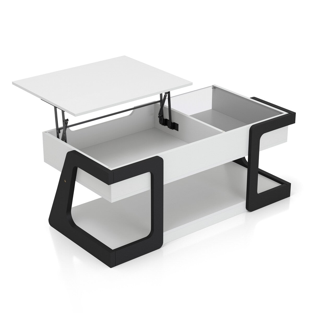 DH BASIC 2-Piece Modern White Lift-top Coffee Table and End Table Set by Denhour