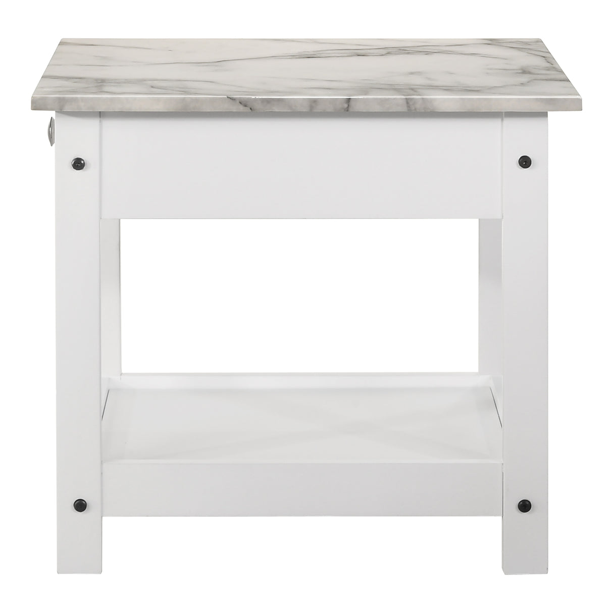 DH BASIC Transitional Rubberwood 3-Piece Open-Shelf Coffee Table and End Table Set with Drawer by Denhour