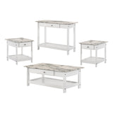 DH BASIC Transitional Rubberwood 4-Piece Open-Shelf Coffee Table Set with Drawer by Denhour