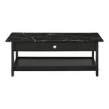 DH BASIC Transitional Rubberwood 4-Piece Open-Shelf Coffee Table Set with Drawer by Denhour
