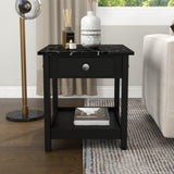 DH BASIC Transitional Rubberwood 4-Piece Open-Shelf Coffee Table Set with Drawer by Denhour