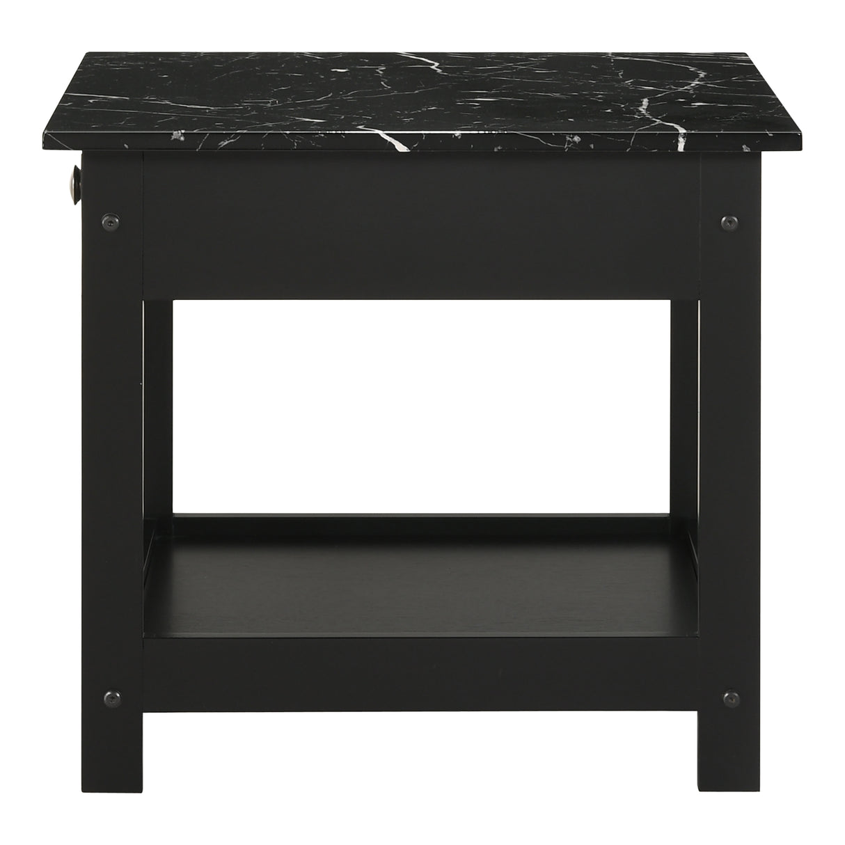DH BASIC Transitional Rubberwood 4-Piece Open-Shelf Coffee Table Set with Drawer by Denhour