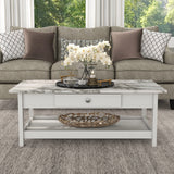 DH BASIC Transitional Rubberwood 4-Piece Open-Shelf Coffee Table Set with Drawer by Denhour