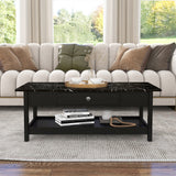 DH BASIC Transitional Rubberwood 4-Piece Open-Shelf Coffee Table Set with Drawer by Denhour