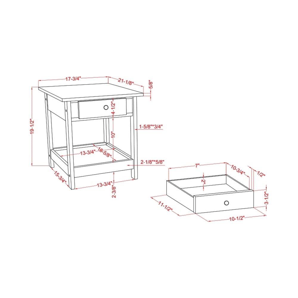 DH BASIC Transitional Rubberwood 4-Piece Open-Shelf Coffee Table Set with Drawer by Denhour