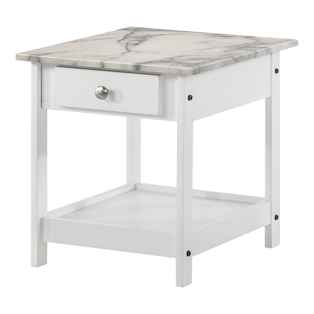 DH BASIC Transitional Rubberwood 4-Piece Open-Shelf Coffee Table Set with Drawer by Denhour