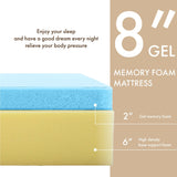DH BASIC 8 Inch Hypoallergenic CertiPUR-US Gel Memory Mattress by Denhour