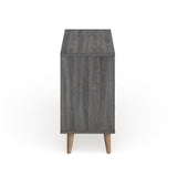 DH BASIC Mid-Century Modern Distressed Grey 47-inch Wide 6-Drawer Dresser with Bar Pulls by Denhour
