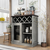 DH BASIC Farmhouse Four Shelf and Four Bottle Lattice-like Wine Buffet by Denhour